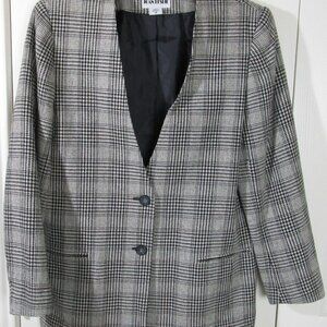 Vintage Joan Leslie Black & White Lined Houndstooth Blazer Jacket, 14